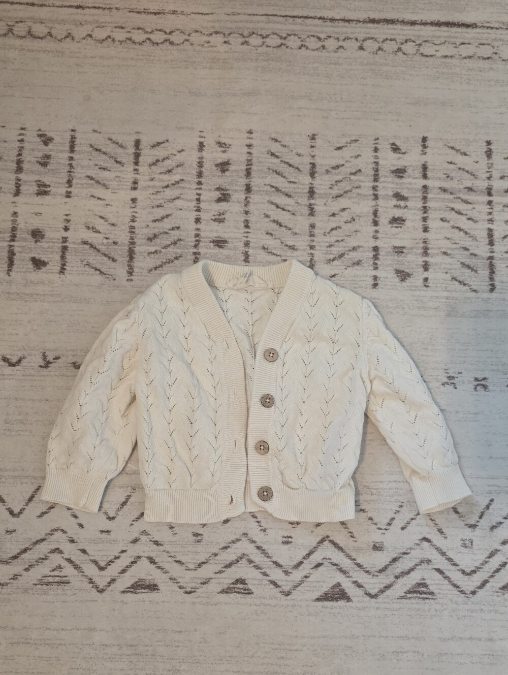 Jessica Simpson Off White Cream Boho Cotton Cardigan 6/9 Months Baby Girl